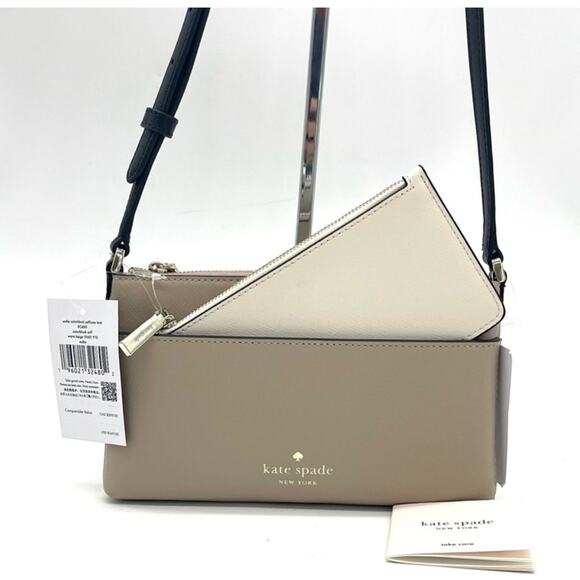 Kate Spade New York Sadie Warm Beige Color-block Saffiano Leather Crossbody NWT - Picture 1 of 10